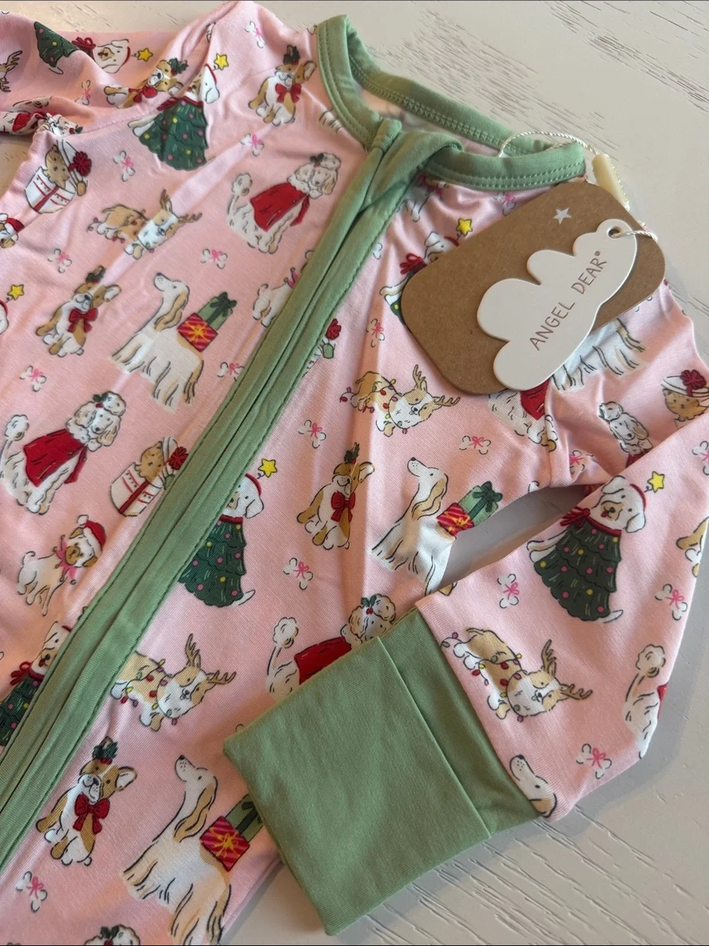 Angel Dear Christmas Holiday Dogs Puppy Convertible Romper 0-3 3-6 6-12 12-18